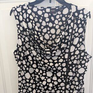 Rafaella black and white print sleeveless woman's blouse Sz XL